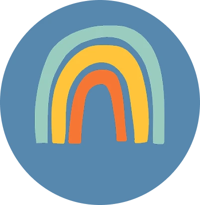 Illustration of a rainbow on a blue background